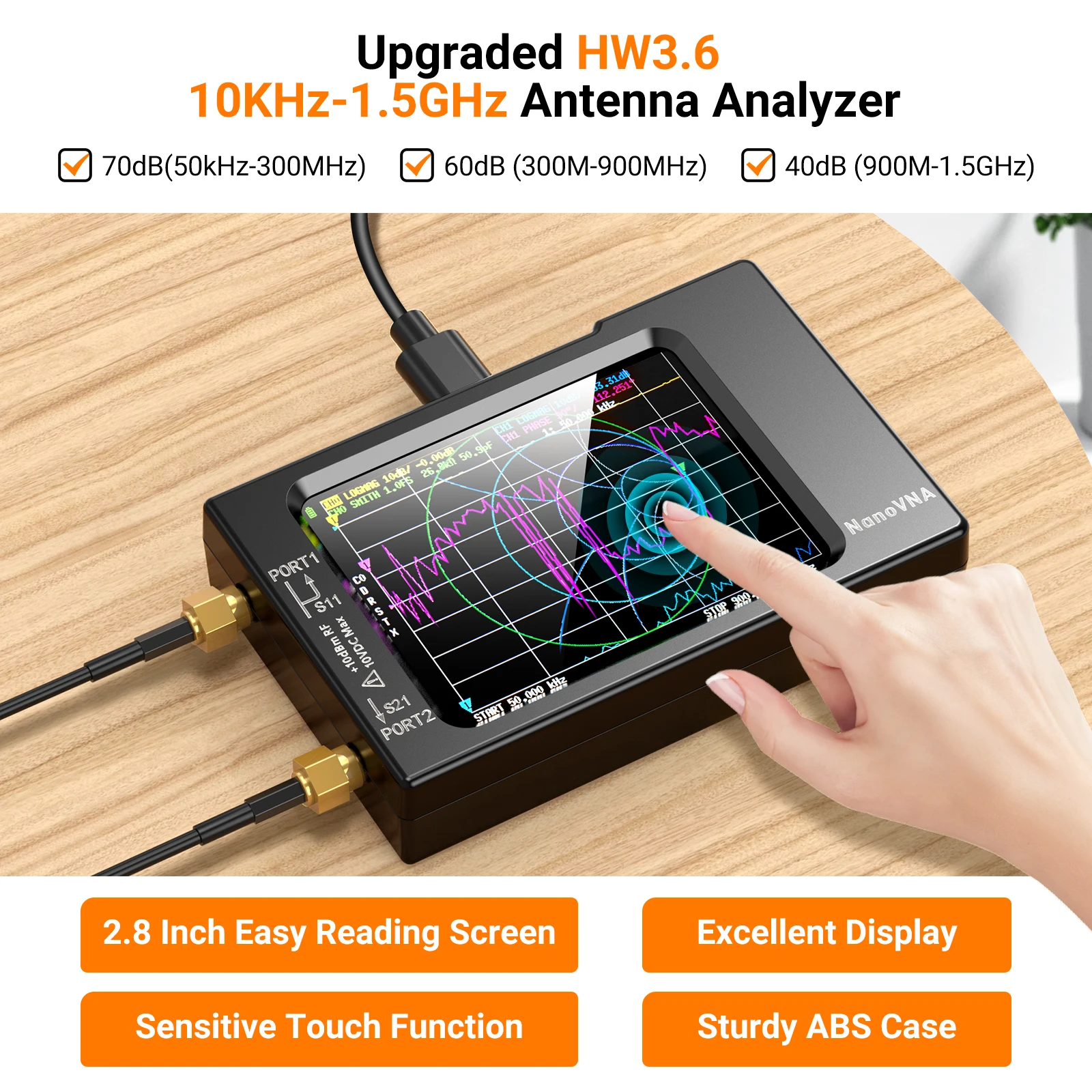 Спектральний аналізатор NanoVNA 4" 50kHz-1.5GHz