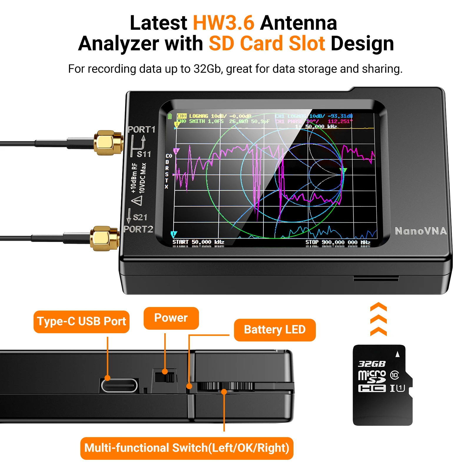 Спектральний аналізатор NanoVNA 4" 50kHz-1.5GHz